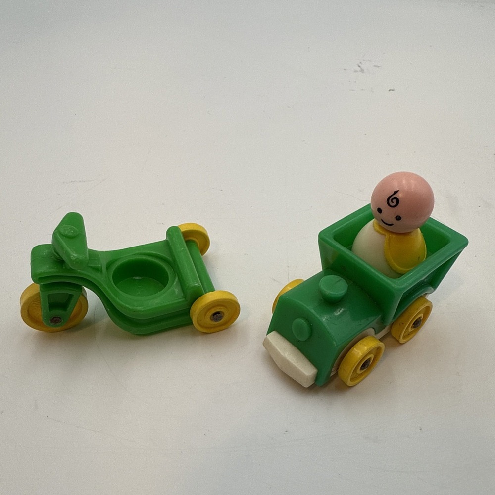 Vintage Fisher Price Little People Baby, TRAIN,TRICYCLE LOT OF 3